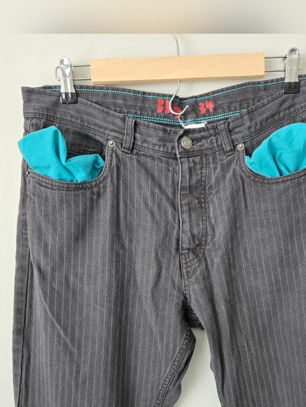BDG Urban Outfitters grey pinstripe straight jeans size 34 Unisex - Picture 6 of 6